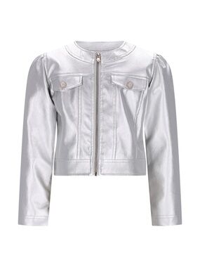 NWT Le chic Silver Metallic faux leather Jacket for Kids